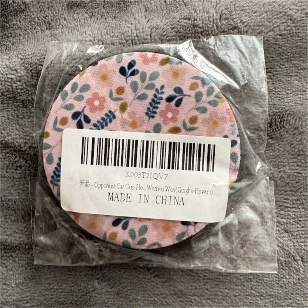 Neoprene Round Floral Coaster Set, Pink Blue Yellow Green Black, 2 Pieces
